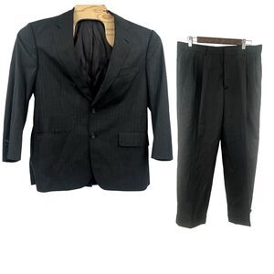 Brooks Brothers BrooksEase Wool Charcoal Gray Pinstripe Suit Blazer 44R 34x27